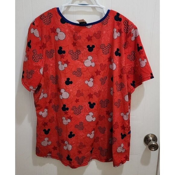 Disney Short Sleeve Scrub Top Mickey Mouse Independance Day 4th Of July Size XL - Picture 9 of 10